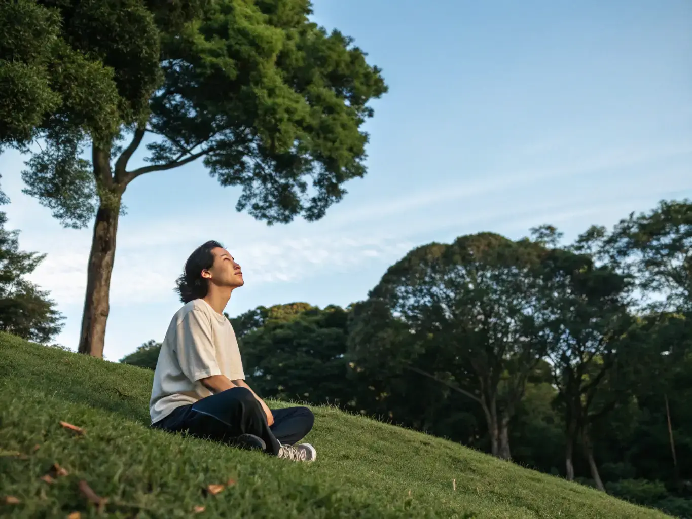 A serene individual practicing mindfulness in a peaceful setting, symbolizing mental wellness and balance. This image represents Mind Align Health's commitment to mental health.