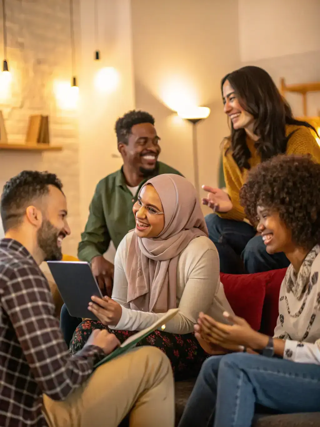 A group of diverse individuals participating in a group therapy session, sharing their experiences and supporting each other in a safe and confidential setting.