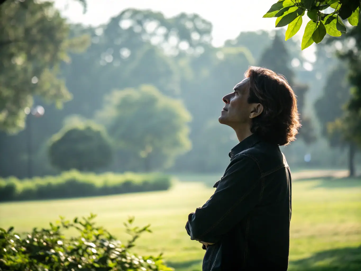 A healthcare professional looking confident and fulfilled, standing in a serene environment, symbolizing holistic growth and personal well-being achieved through tailored coaching.