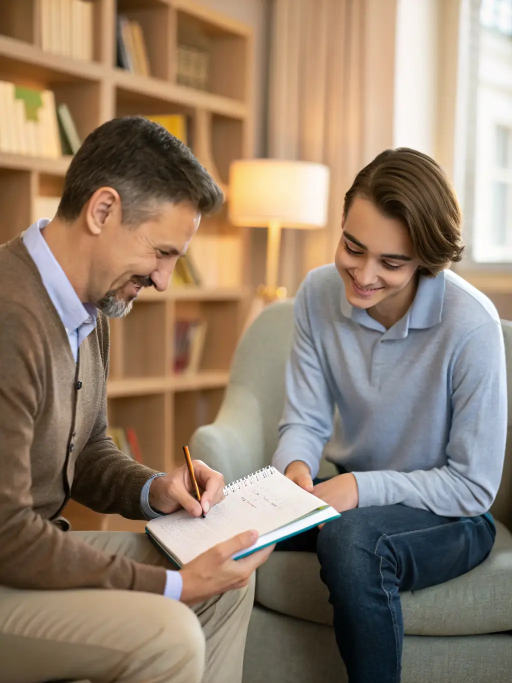 A mentor guiding a mentee in a Mind Align Health office setting, showcasing the value of mentorship and guidance in professional development.